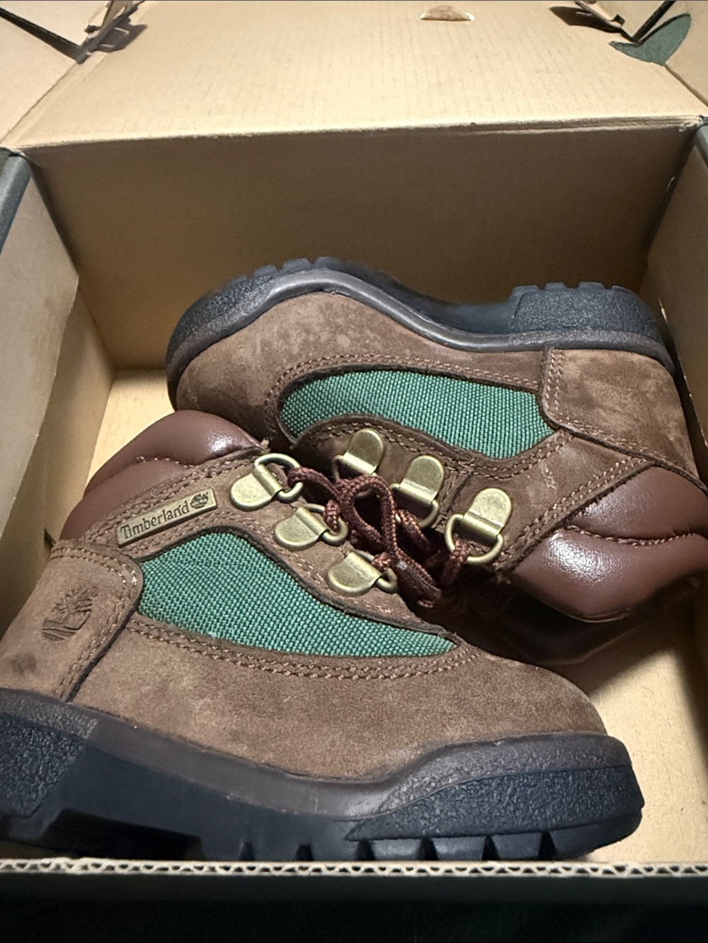 Timberland Kids Brown and Green Field Boots